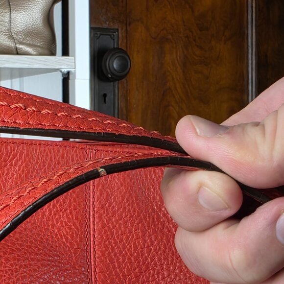 Coach Park Carrie Tote Cranberry Red Orange Pebbled Leather F23284 ๐ - Picture 6 of 16